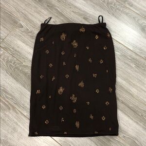 New Donna Karan New York Brown and Gold Pencil Skirt S